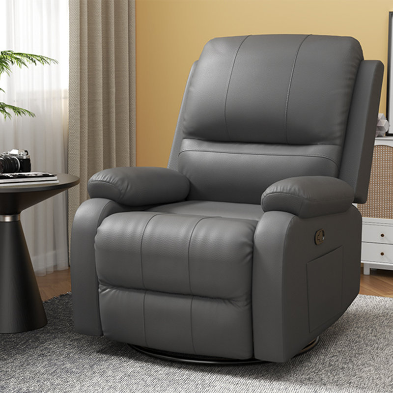 Stylish Swivel comfortable home lazy recliner, Gray Faux Leather