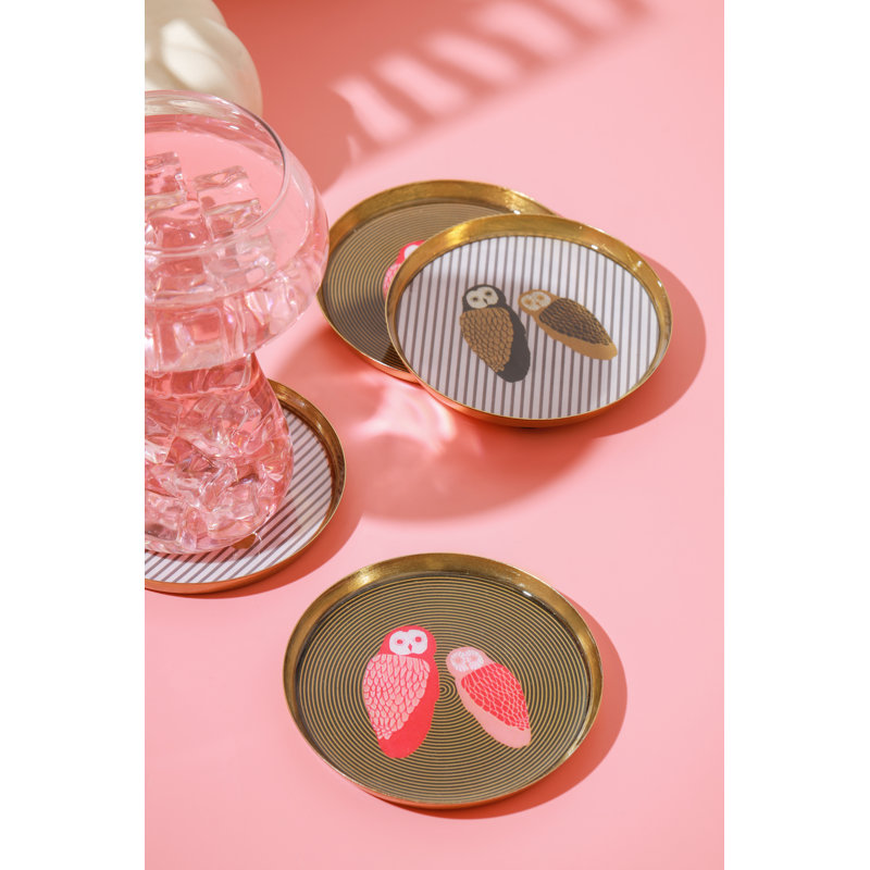 Ensemble de sous-verres éclectiques en métal Hibou