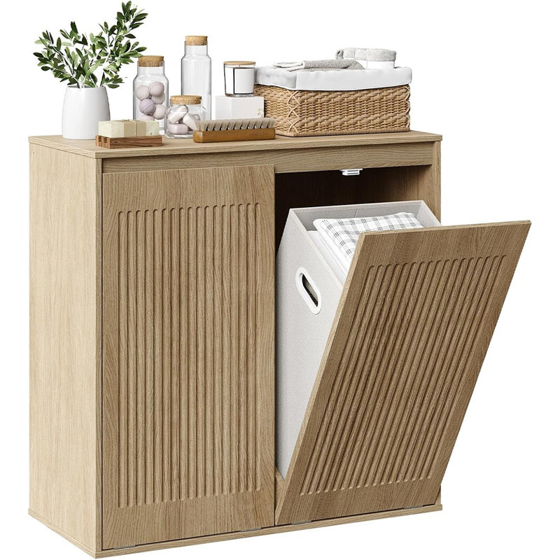 Armoire à linge cannelée avec portes basculantes, rangement dissimulé et armoires doubles