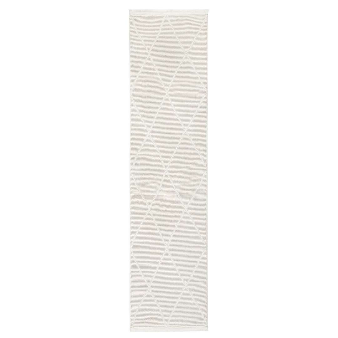 TOWN & COUNTRY LUXE Tretta Contemporary Diamonds Runner Area Rug with Plush High-Low Texture, Ivory Town & Country Living Rug 