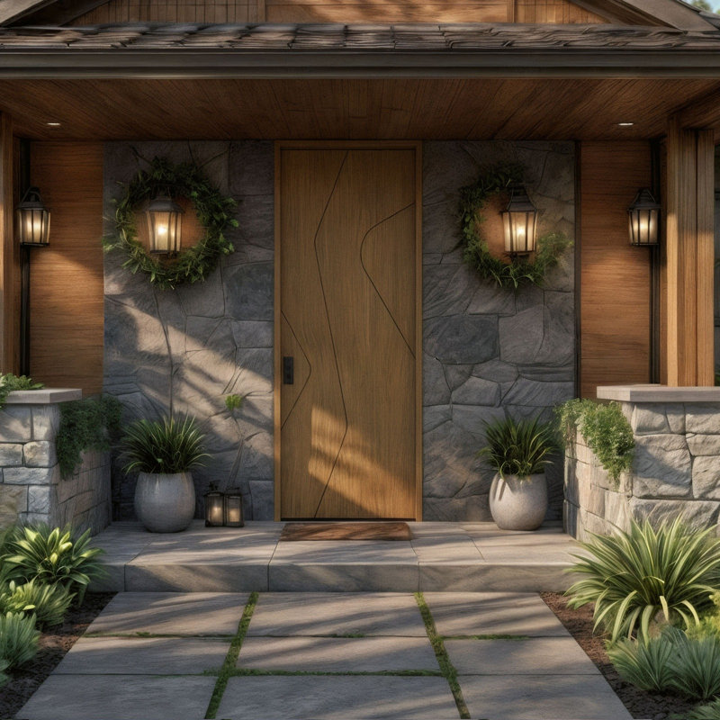Porte à panneau 96 po Veyra Slab Only Acajou - Contemporain, moderne, brut, 48" x 96" [48" Door]