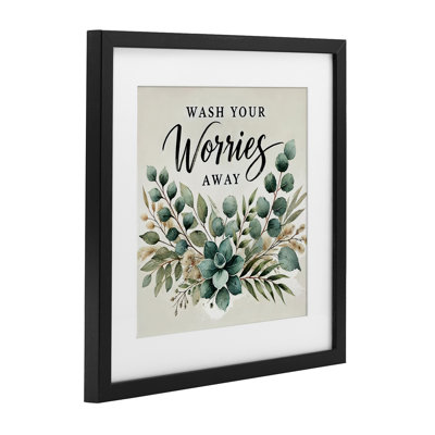 «Wash Worries Away Succulents», reproduction sous verre encadrée, design par Erin Clark