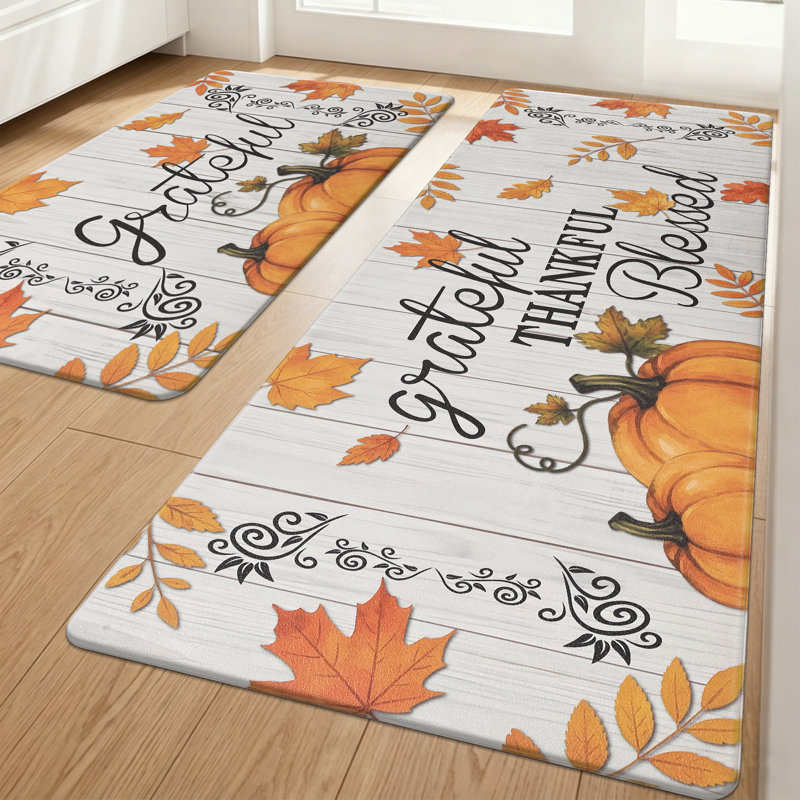 Tapis de cuisine antidérapant et antidérapant (ensemble de 2), Tapis de couloir 18 po x 30 po + 18 po x 48 po, Orange