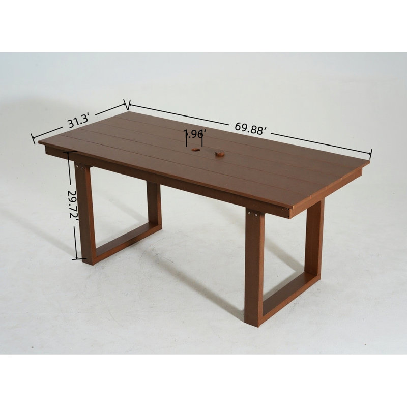 Table de patio et chaises pour l'extérieur à 4 places avec trou pour parasol Brown
