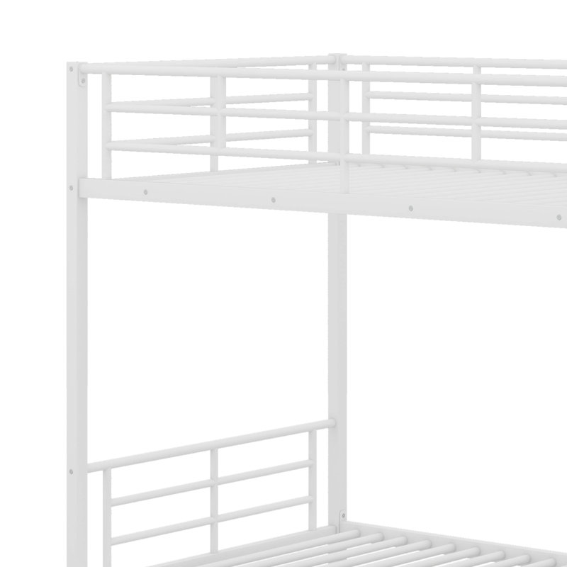 Lit superposé standard avec bibliothèque Denslowe, Blanc/brun, Simple sur simple
