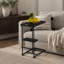 Table d'appoint en forme de C - avec panier de rangement - support pour ordinateur portable - aspect bois - noir-2007158158