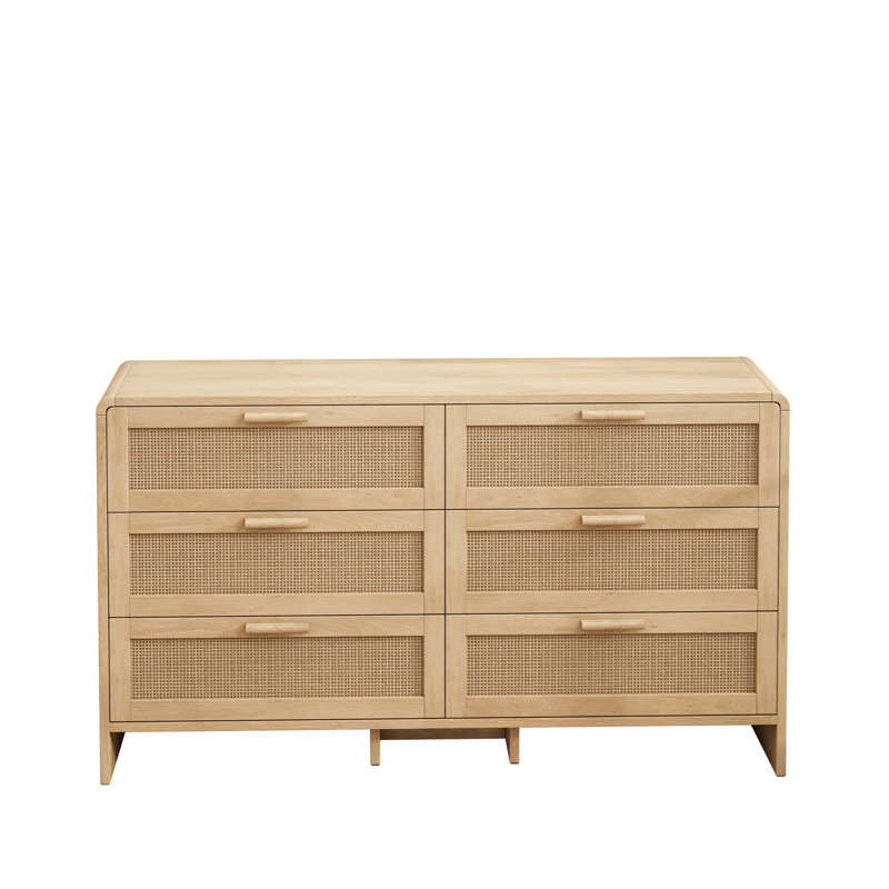 Arc Shaped Corner Cabinet - 6 Drawers, Practical Natural Finish For Any Room, Natural