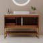 Meuble-lavabo moderne de 36 po avec lavabo vasque en céramique, armoire d'appoint dorée-341660366