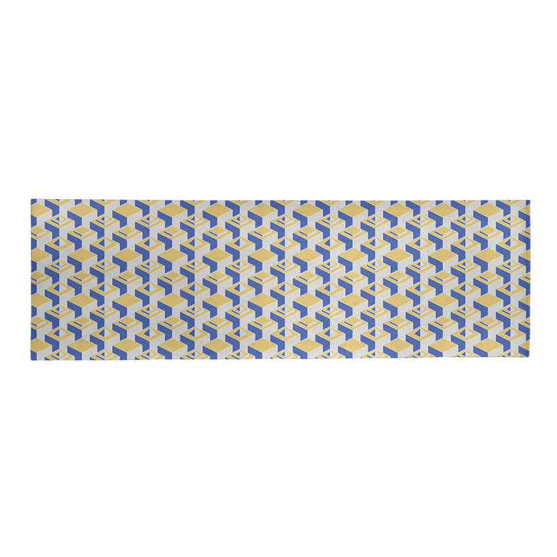 Tapis bleu/jaune skyscrapers, Tapis de couloir 2 pi 5 po x 8 pi