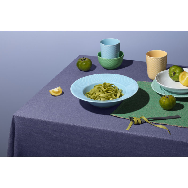 Rhombe Color Cotton Blend Rectangle Placemat, Green