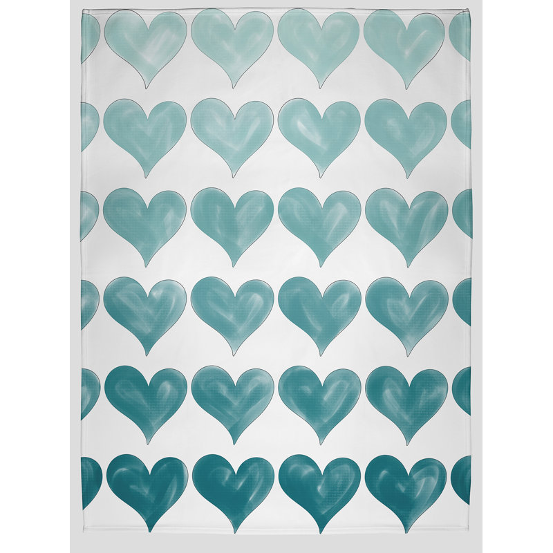 Jeté coloré Coeurs de la Saint-Valentin, L 50 po x L 60 po, Appétit bleu sarcelle