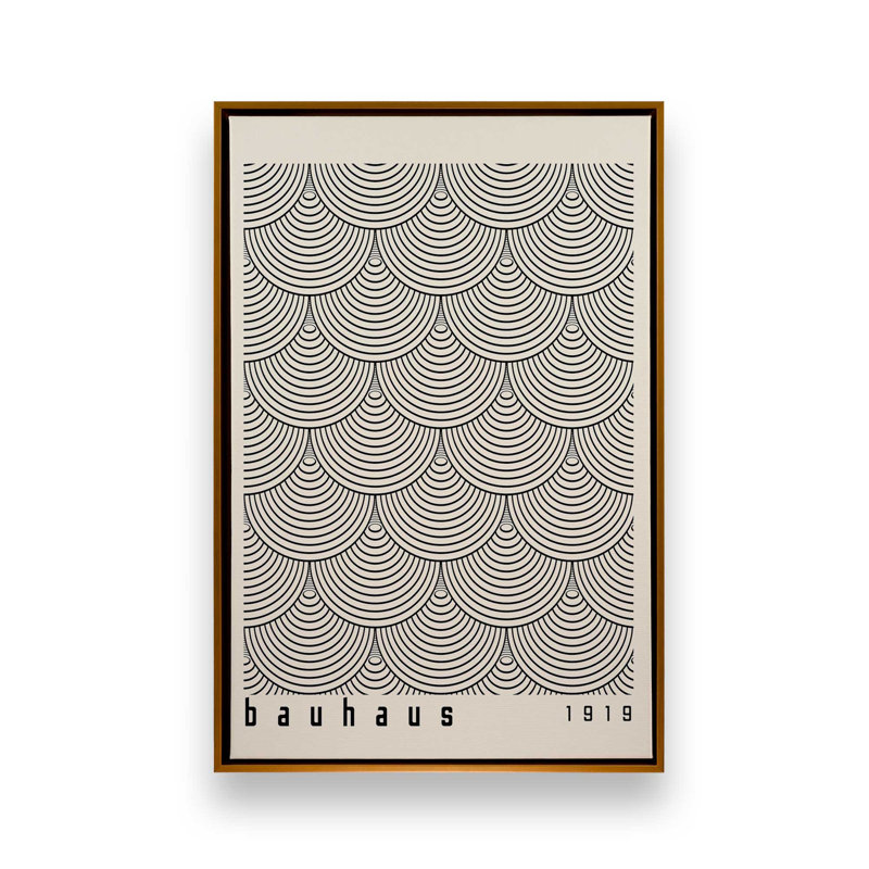 Echoing Bauhaus Arches Canvas Print, 18.75" H x 12.75" W x 1.75" D, Polished Gold Floater Framed