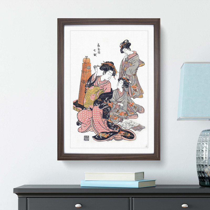 Courtesan Nanakoshi by Isoda Koryusai - Picture Frame Painting Print, Walnut Framed, 36cm H x 27cm W x 2cm D