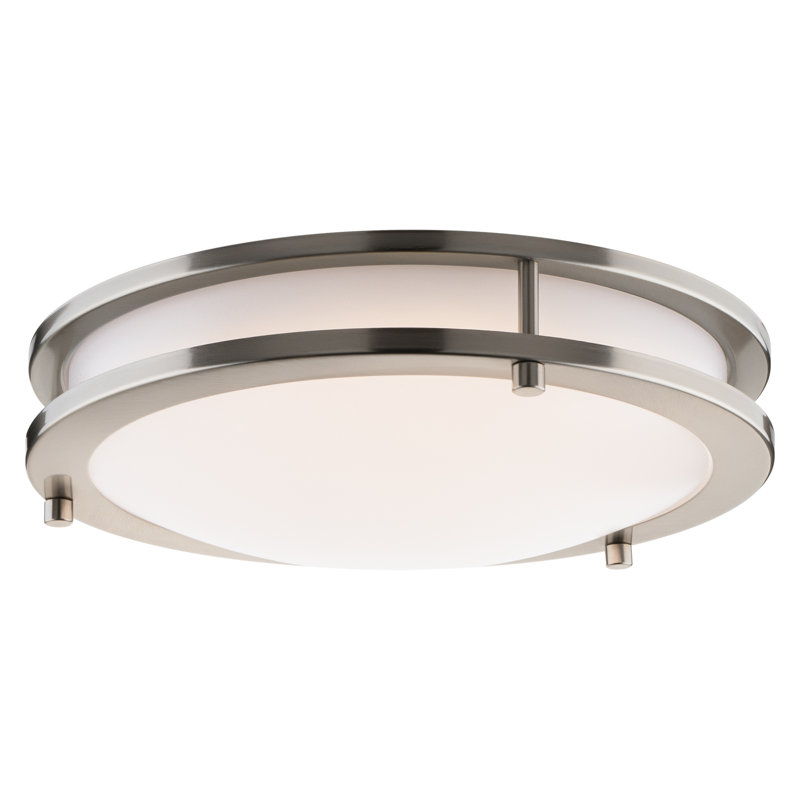 Builder Essential Axis LED 12in Round Flush Mount 18W 1,350 Lumens with 5-CCT Selectability 2700-3000-3500-4000-5000K in Brushed Nickel