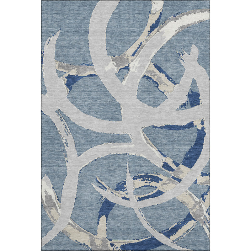 Premium Machine Washable Mayfield AMF1022 Circles Rug, Rectangle 2'6" x 3'10"