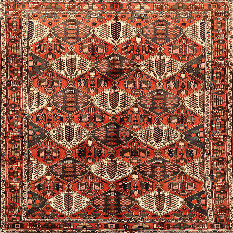 Tapis orange Southwestern, Carré 7 pi