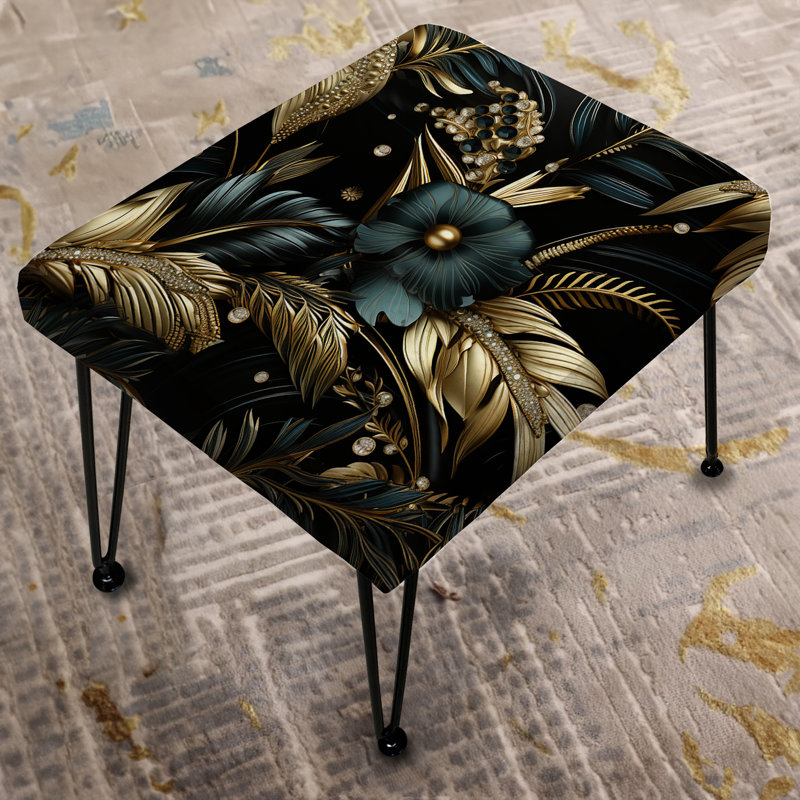 Hollywood Opulent Charm Gold And Black I - Damask Rectangle Ottoman