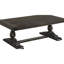 Table basse 52 po en bois massif gris transitionnel rectangulaire, surface vieillie, autoportante, rehausse l'esthétique de l'espace de vie principal, base en forme de H, assemblage simple pour une pièce confortable