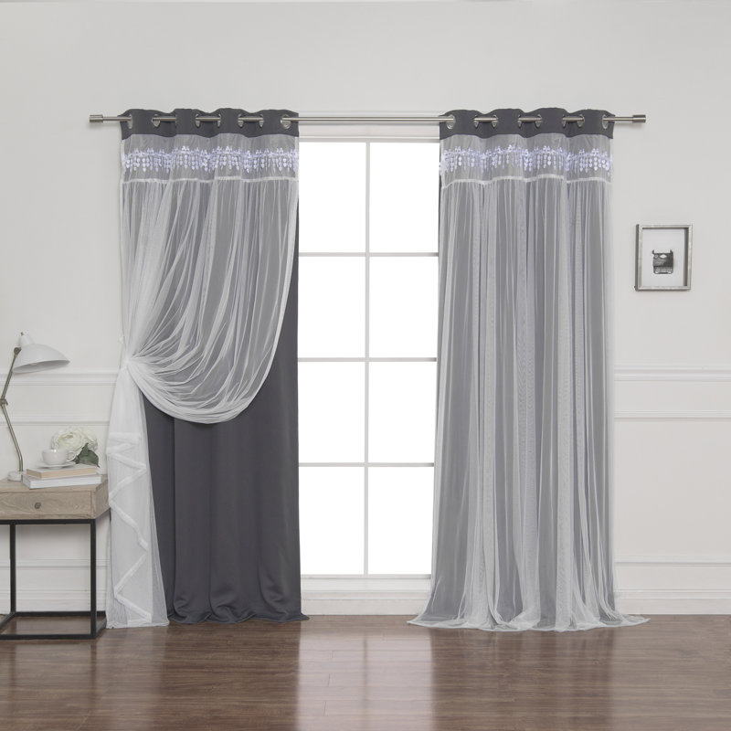 Loar Room Darkening Thermal Curtain Panels, Dark Gray, 52" W x 96" L