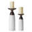 Two Tone Textured Porcelain Table Top Pillar Candle Holder 2 Piece Set - Modern Minimalist Decorative Accent for Living Room Fireplace Mantel or Dining Room-105452436