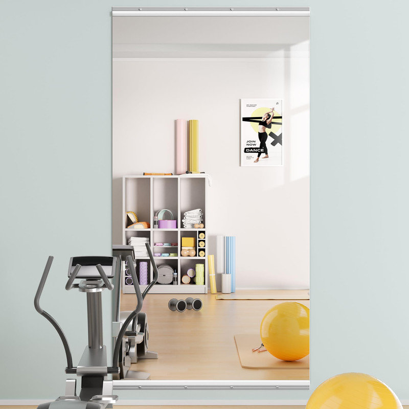 Miroir pleine grandeur en verre trempé de qualité supérieure - Miroir mural rectangulaire surdimensionné pour salle de sport et studio de danse