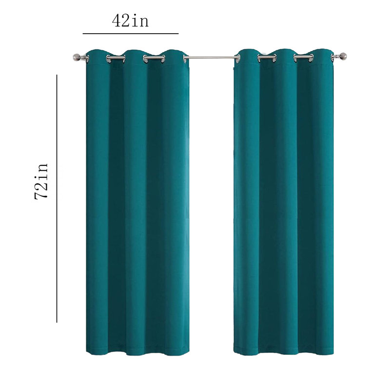 Paire de rideaux occultant avec œillets 54 po x 84 po, Bleu sarcelle, L 54 po x L 84 po