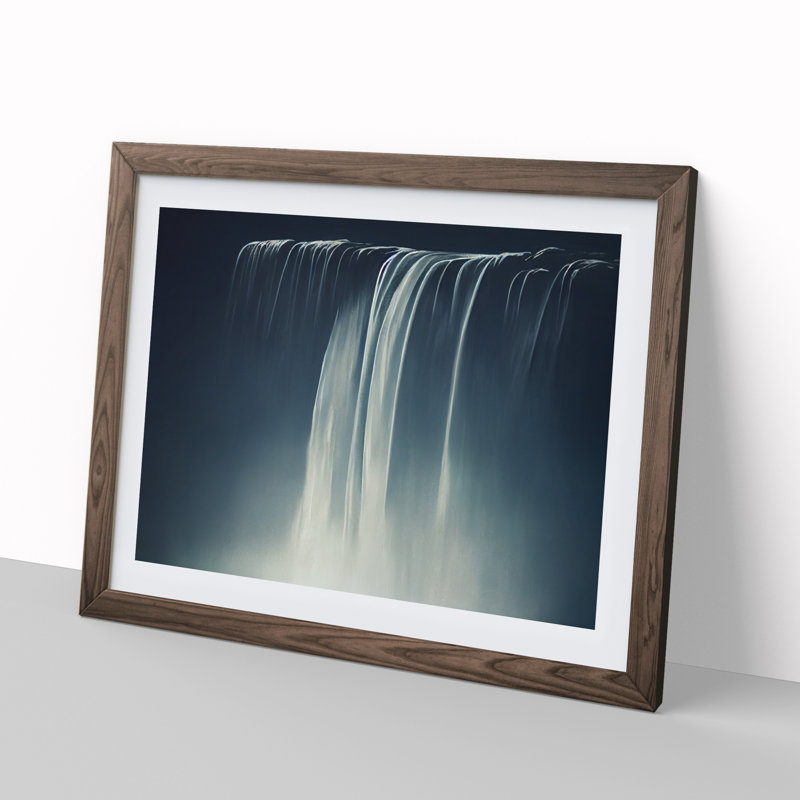 Showstopping Waterfall - Single Picture Frame Print, Walnut Framed, 46cm H x 64cm W x 2cm D