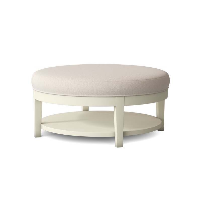 Midtown Upholstered Ottoman, Snow Crypton Performance; 0884-91, Antique Black Finish