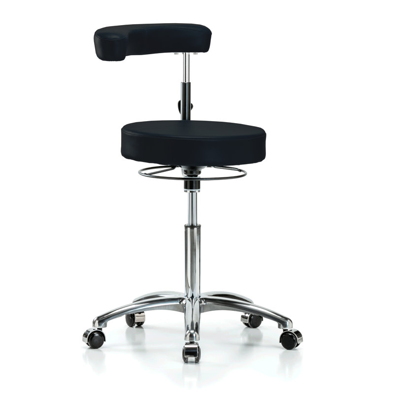 Tabouret Khorawa PERCH Hauteur du banc moyen: 22,5 à 28 po, Vinyle, Noir