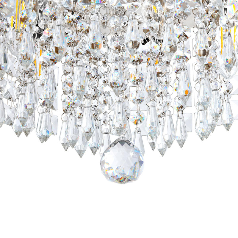Lustre 5 lumières en cristal 15 "Glam, Chrome chrome