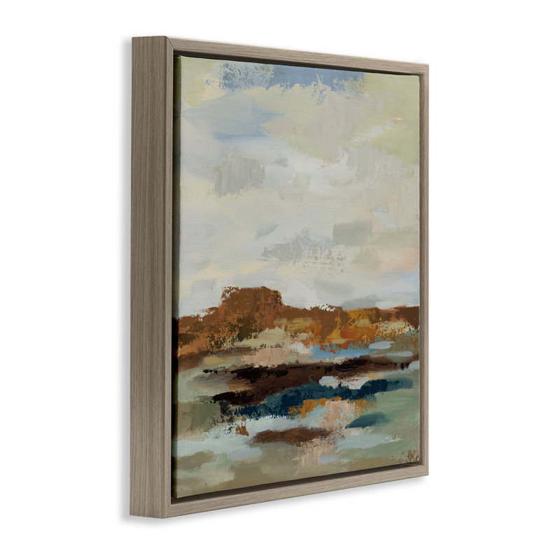 Cadre flottant abstrait American West, design par Silvia Vassileva, H 25 po x l 25 po, Cadre flottant orme Montalcino