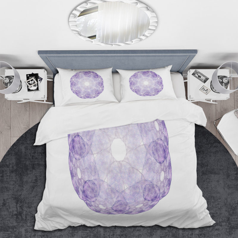 Mauve fleur de fractale II - ensemble de housse de couette bohémien - microfibre de polyester