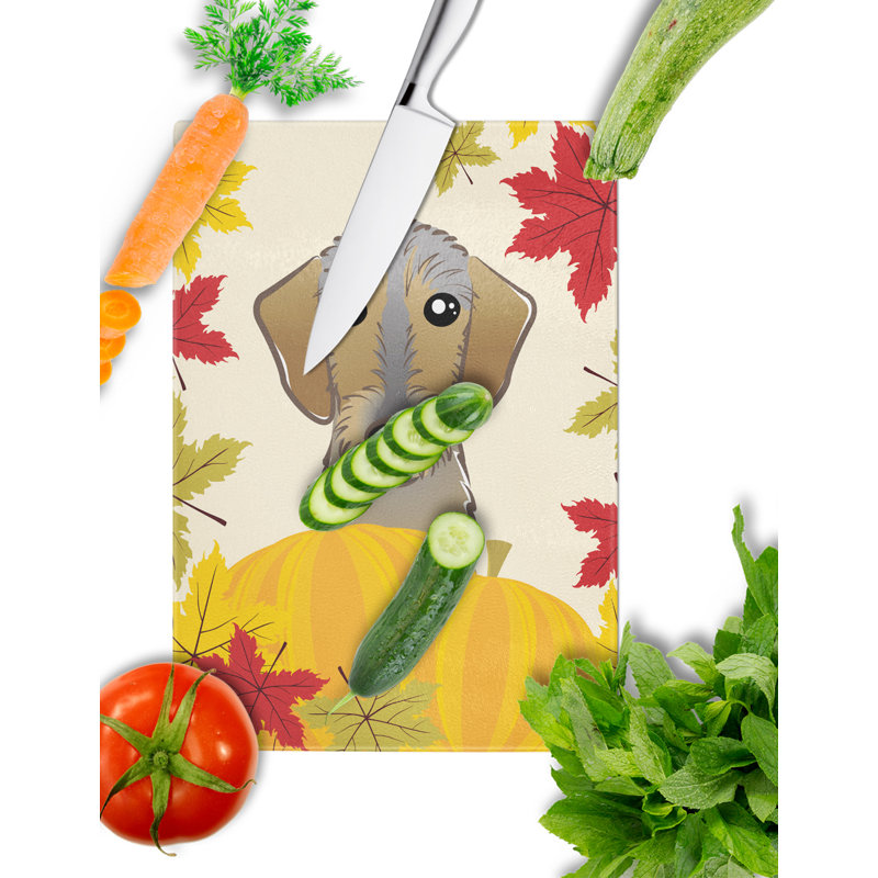 Caroline's Treasures Tempered Glass Thanksgiving Cutting Board, Wirehaired Dachshund