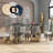 78" Glass Top Metal Base Dining Table-1814512462