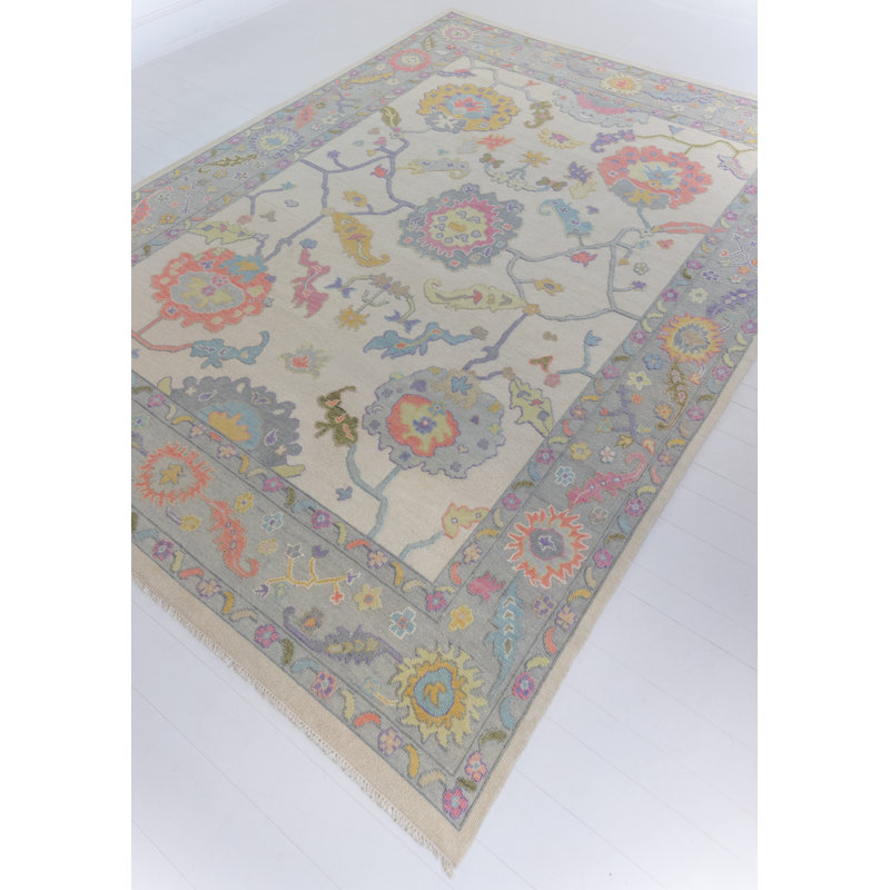 Inez Hand Knotted Wool Oriental Area Rug, Rectangle 8' x 10'