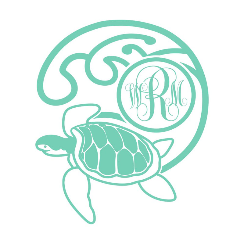 Décalcomanie murale chambre monogramme tortue, Menthe, Oui