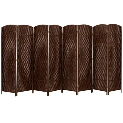 Sebeka 8 Panels Room Divider 6 FT Tall Weave Fiber Privacy Screen Freestanding Double Folding Screen