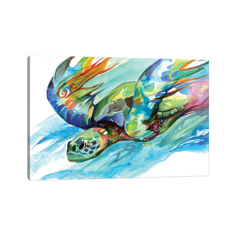 Tortue de mer par Katy Lipscomb - reproduction d'art, H 26 po x l 18 po x 1,5 po, Toile tendue, Aucun mat
