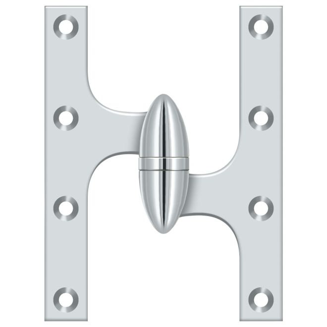 Charnière en chrome poli 6 po x 4 1/2 po Deltana OK6045B26-R, Côté droit, Chrome poli