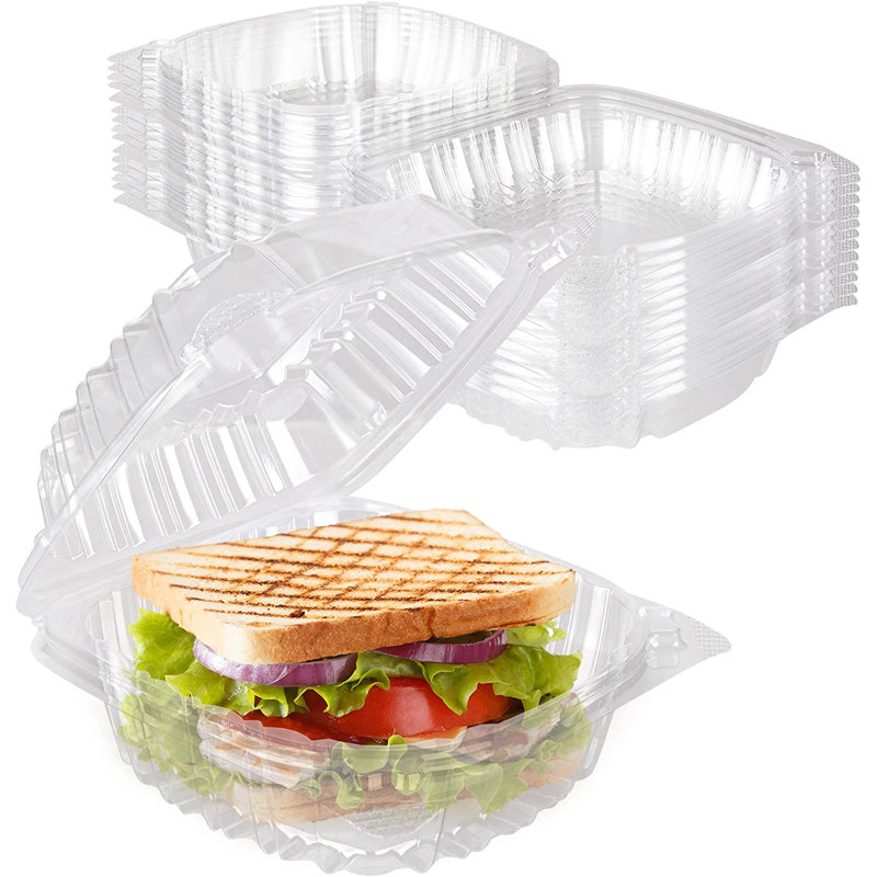 6"x6" Seal Hinged-Lid Clear Plastic Containers Take-out Containers