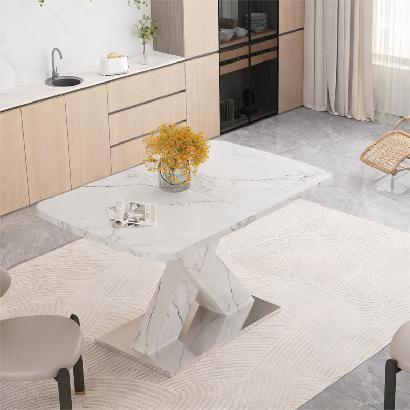 Table de salle à manger moderne, Blanc, Blanc