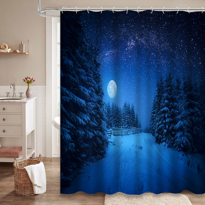 Rideau de douche Full Milky Way Snow Milky Way avec 12 crochets, L 72 po x l 72 po