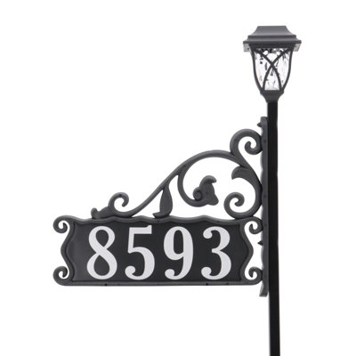 USA Handcrafted, Double-Sided Reflective Boardwalk Address Sign with Solar Light - 30" Pole