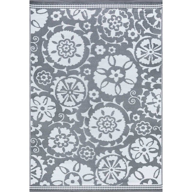 Tapis d'intérieur / extérieur floral Toran, Rectangle 5 pi x 6 pi 11 po
