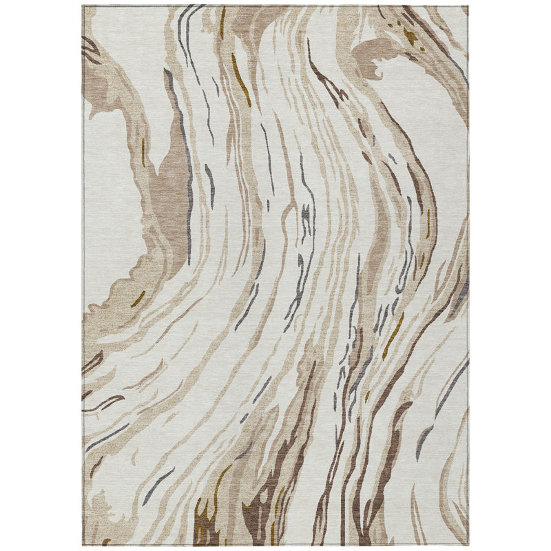 Aureva Ivory Washable Indoor-Outdoor Rug - , 8' x 10'