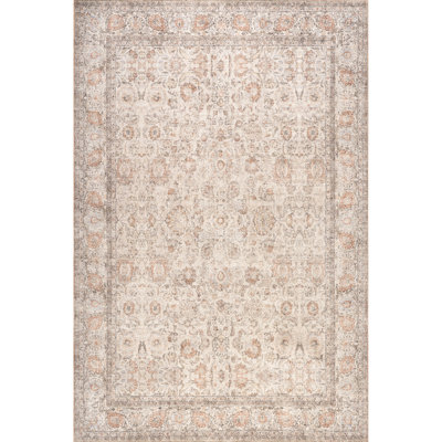 Jeccica Distressed Vintage Medallion Jute Blend Polyester Area Rug