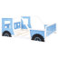Lit plateforme bleu en forme de voiture pleine grandeur avec roulettes - Bois de pin et conception de voiture ludique-2039678459-2039678460