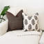 Ensemble de housses de coussin en coton et lin tissé, imprimé floral marron et ivoire