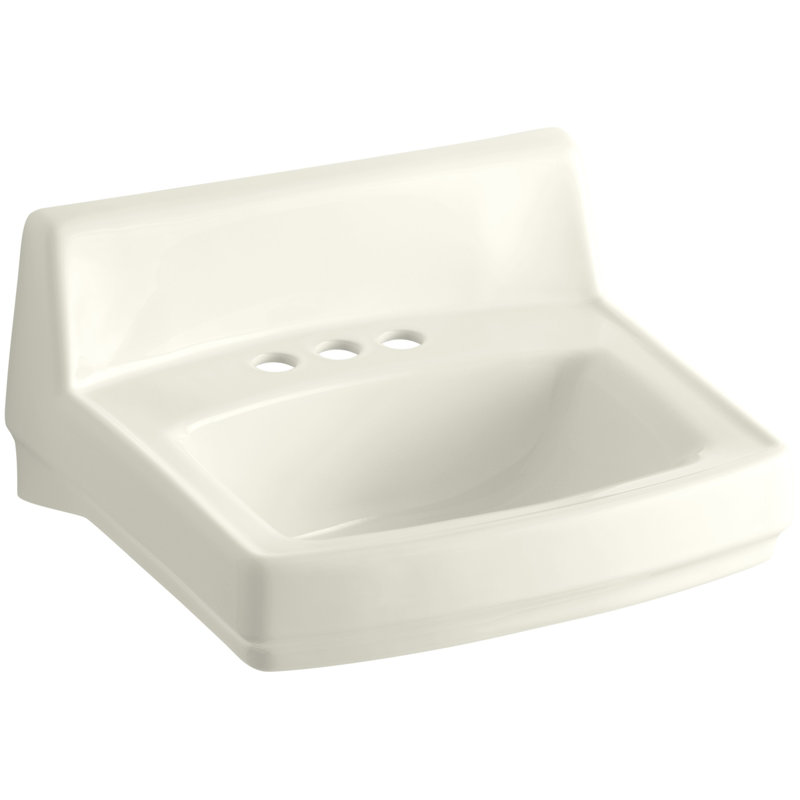 Greenwich Ceramic 21" Wall Mount Bathroom Sink, Biscuit