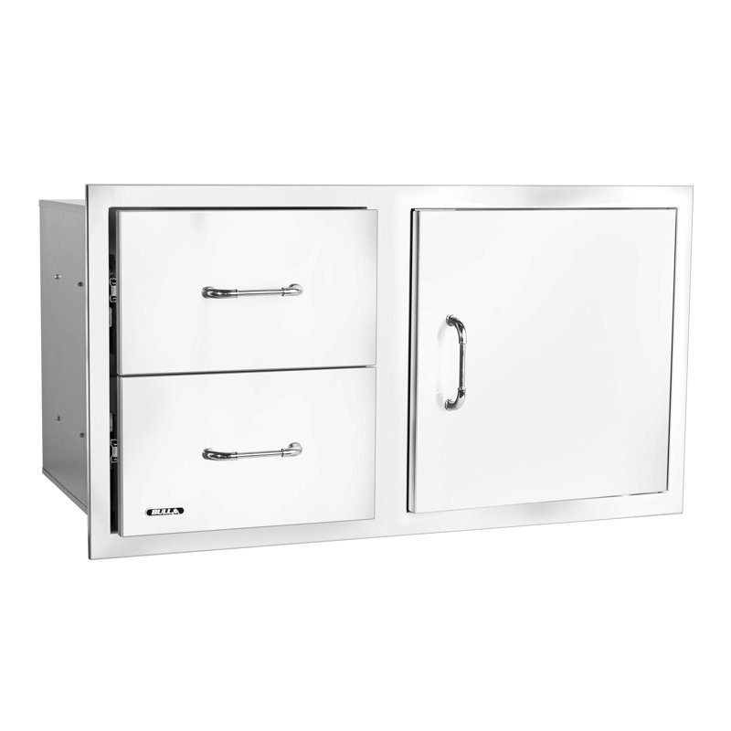 Combo porte / tiroir réversible en acier inoxydable 30 po avec Reveal de Bull Outdoor Products, H 22 po x l 33 po x P 20,5 po